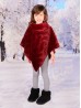 Kids Soft Faux Fur Poncho W/  Wave Pattern and Faux Fur Neckline (3-7 Years Old) 